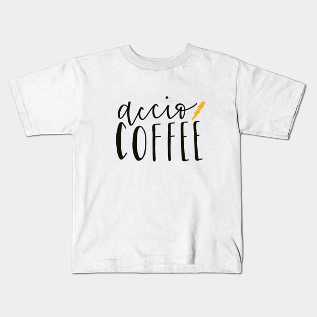 Accio Coffee Kids T-Shirt by maddie55meadows